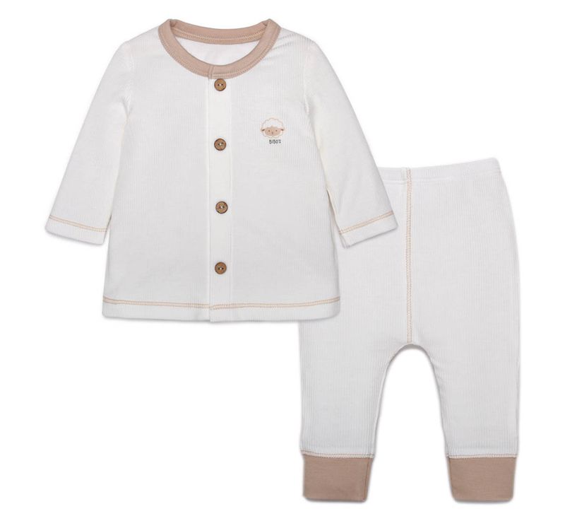 Bộ cài giữa bé gái Bibo's HY trắng in cừu be