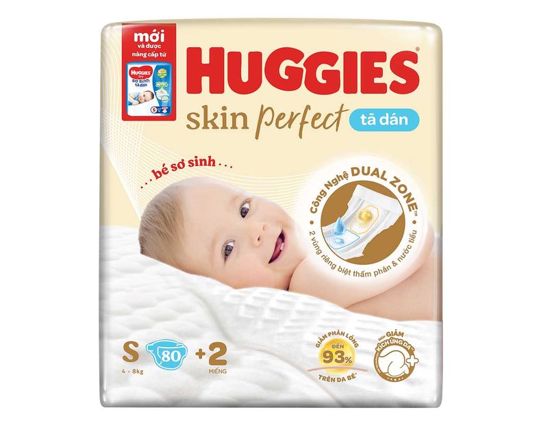 Bỉm - Tã dán sơ sinh Huggies Skin Perfect size S 80 