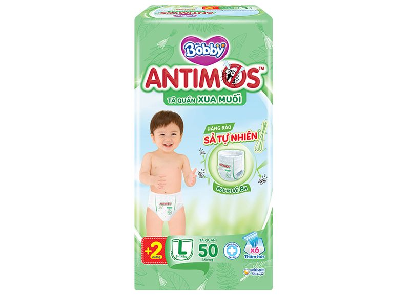 Tã quần Bobby Antimos xua muỗi size L 50 miếng