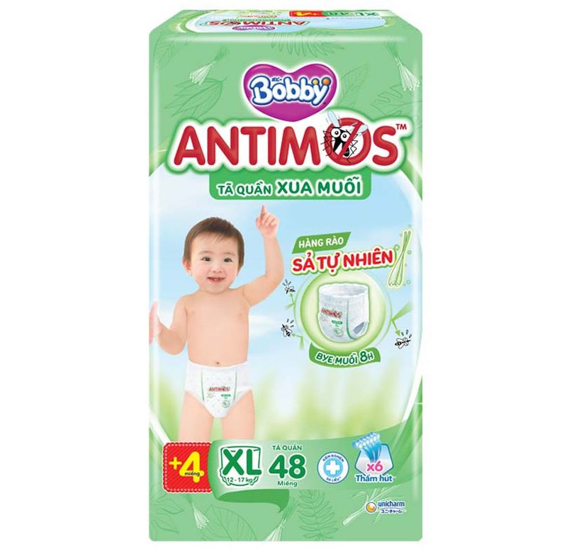 Tã quần Bobby Antimos xua muỗi size XL 48 miếng