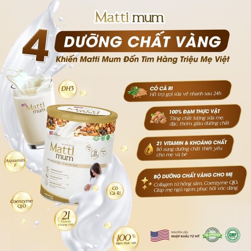 Sữa hạt Matti Mum lợi sữa