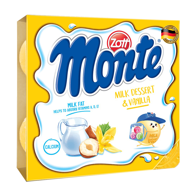 Váng sữa Monte vị vani 220g (Vỉ 4 hộp x 55g)