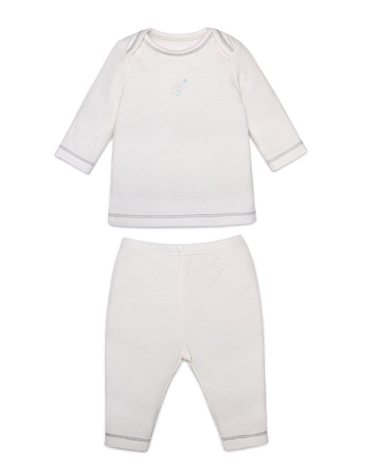 Bộ dài tay bé trai vai chờm Bibo's HY trắng sao ghi