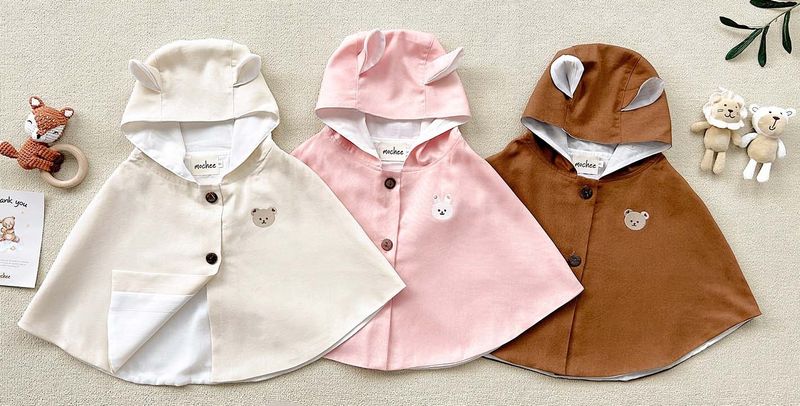 Áo choàng Poncho Mochee vải linen cho bé