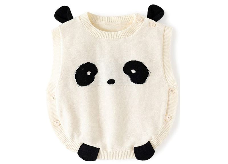 Áo gile len cài vai cho bé K14572 họa tiết panda
