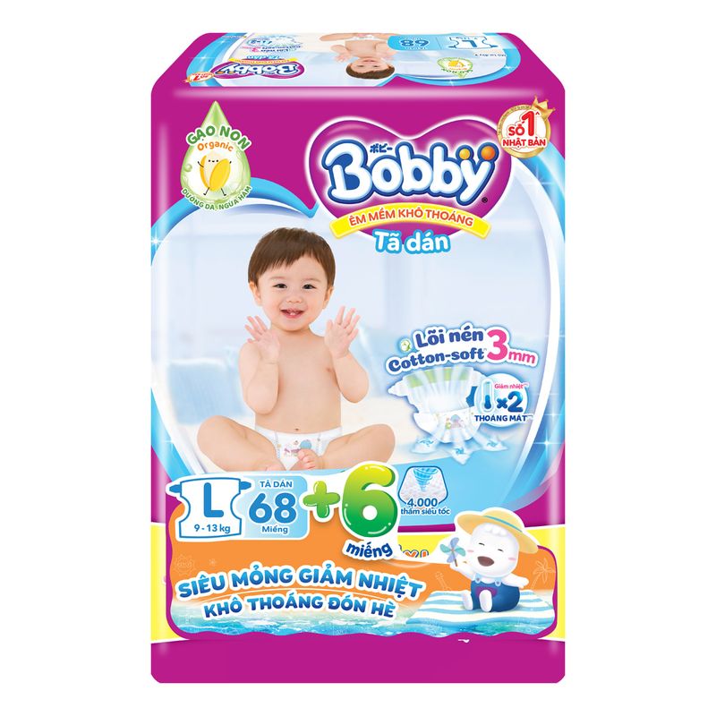 Tã dán Bobby size L 68 miếng