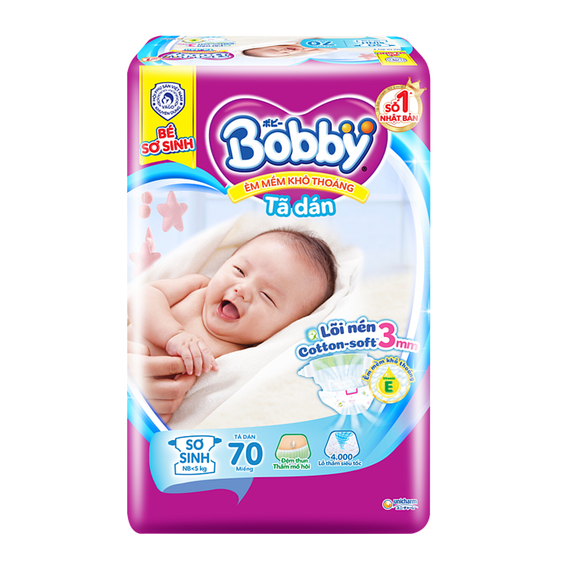 Tã dán Bobby size XS 70 miếng