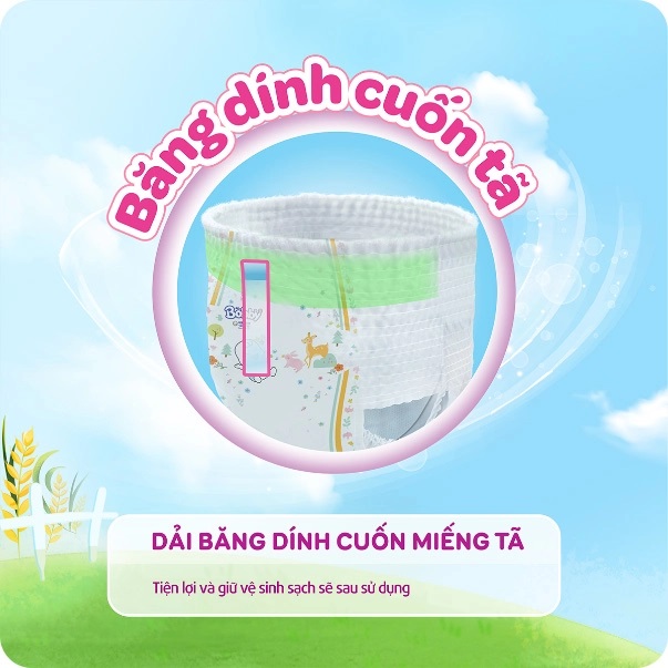 Tã quần Bobby size XXL 56 miếng với dải băng dính cuốn miếng tã