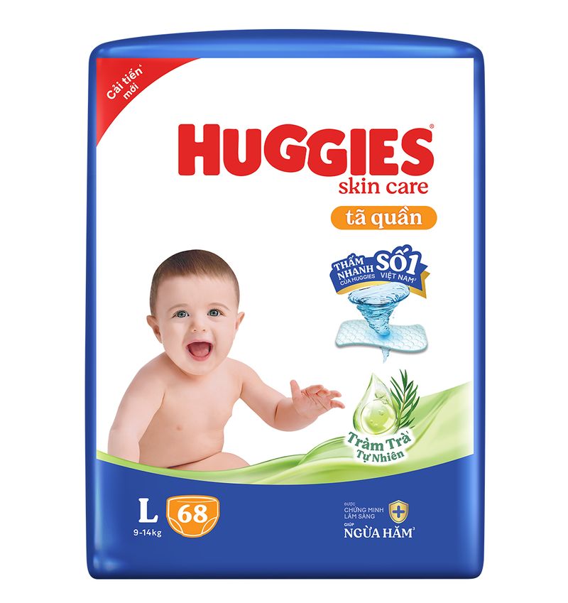 Bỉm - Tã quần Huggies size L 68 miếng (9 - 14kg)