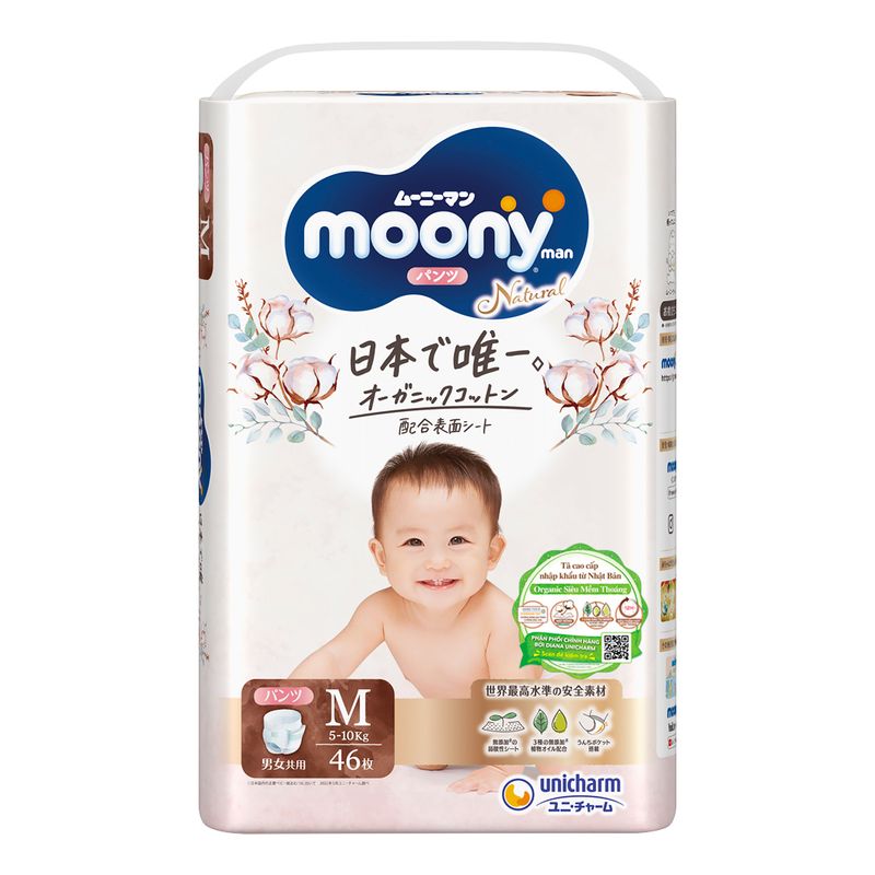 Tã quần Moony Natural trắng size M