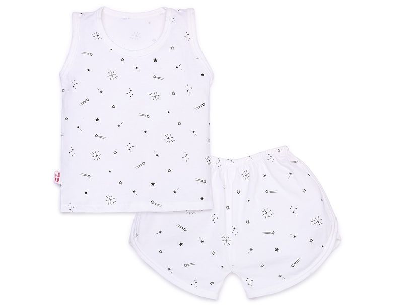 Bộ ba lỗ cotton IQ in tràn họa tiết sao băng đen
