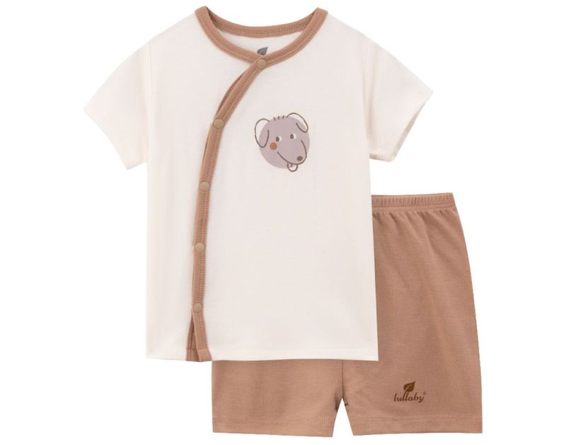 Bộ cài lệch cộc tay Lullaby NH981R nâu sữa 