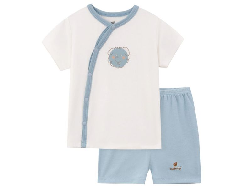 Bộ cài lệch cộc tay Lullaby NH981R xanh ghi 