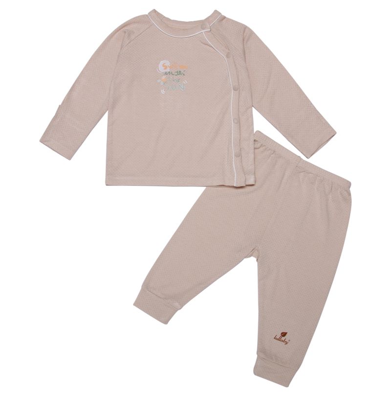 bộ cài lệch dài tay lullaby be nâu
