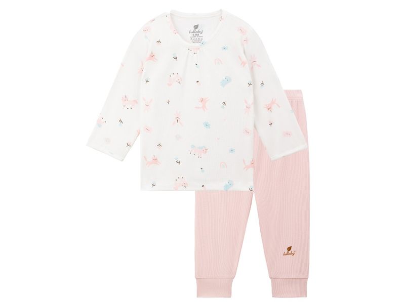 Bộ dài tay bé gái Lullaby NH720R in thú trắng hồng