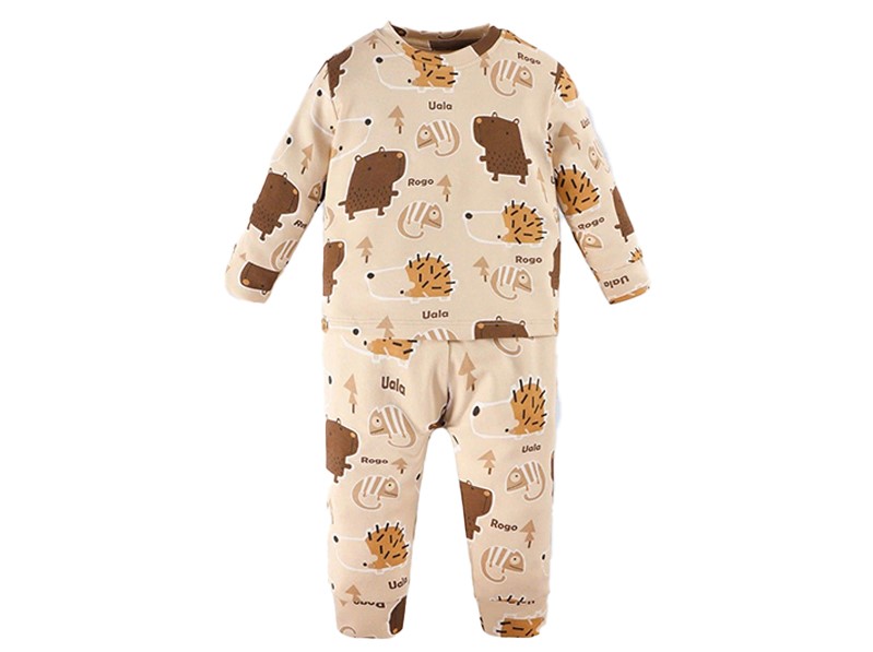 Bộ nỉ cotton dài tay bé trai Uala Rogo in hình