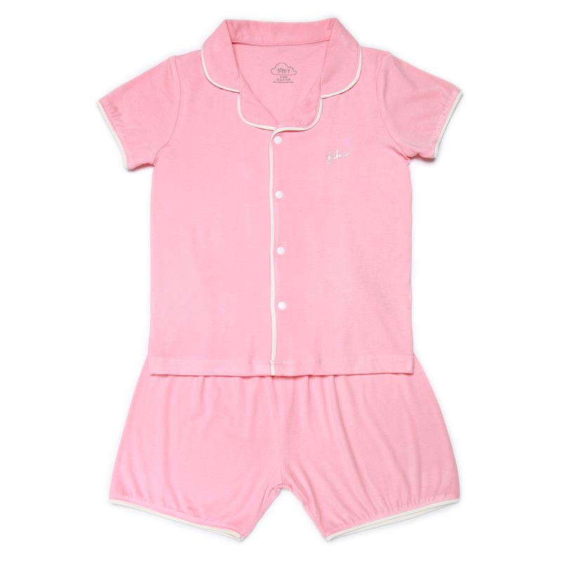 Bộ pijama cộc tay bé gái Bibos LV260 màu hồng  