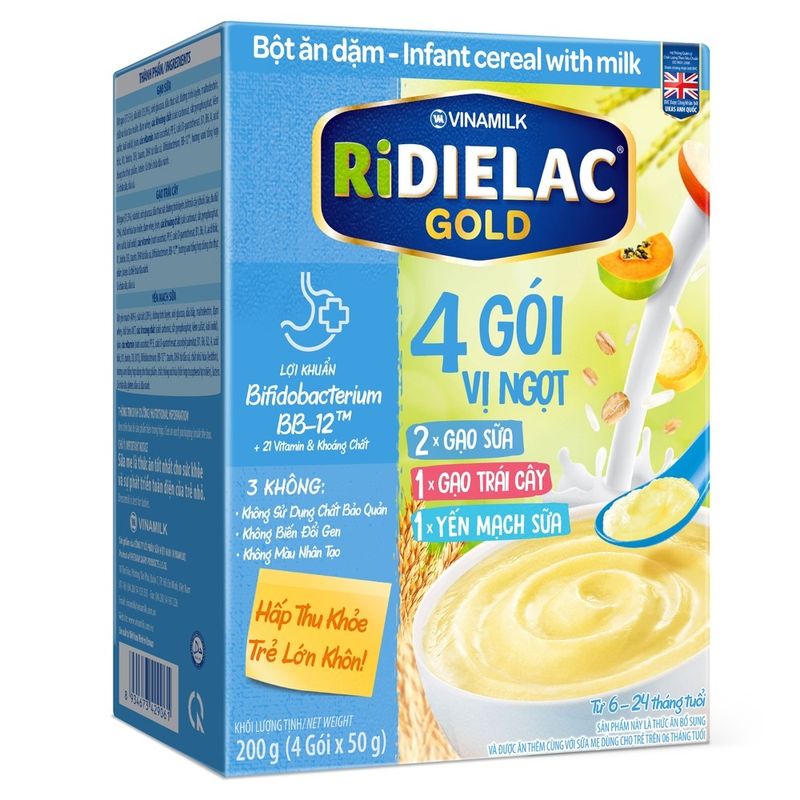 Bột ăn dặm Ridielac Gold 3 vị ngọt 200g