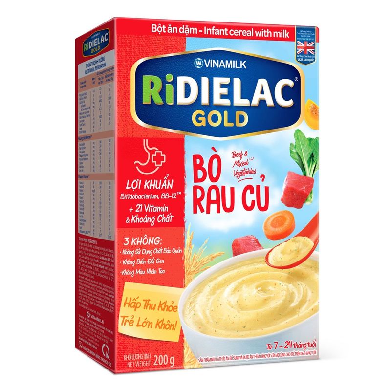 Bột ăn dặm Ridielac Gold bò rau củ 200g