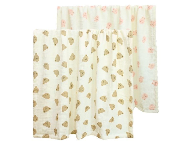 Chăn xô hạt đậu muslin 2 lớp hình thú 80x100cm