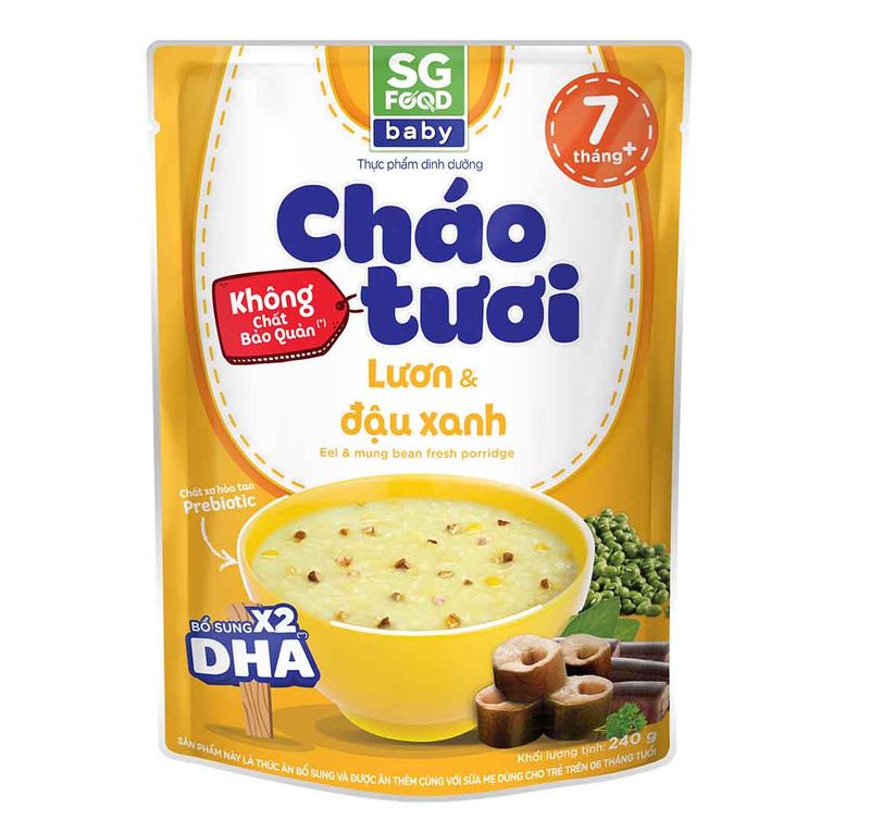 cháo tươi sài gòn food baby vị lươn, đậu xanh