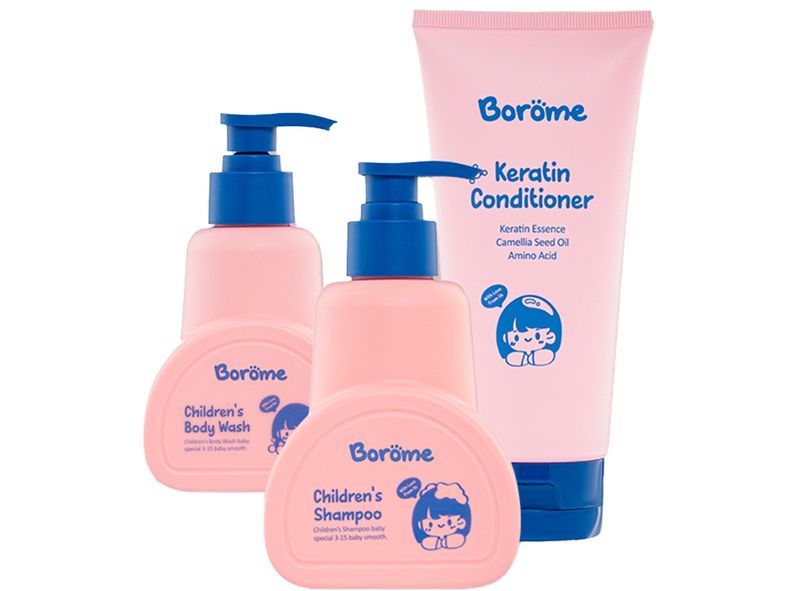 Combo dầu gội, dầu xả, sữa tắm cho bé Borome
