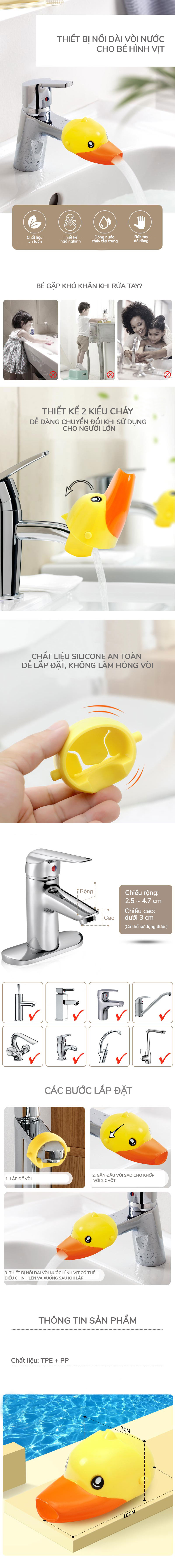 Đầu nối dài vòi nước cho bé hình chú vịt FT102