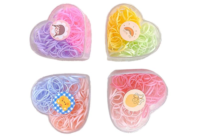 Dây buộc tóc cho bé gái nhiều màu L303 hộp trái tim