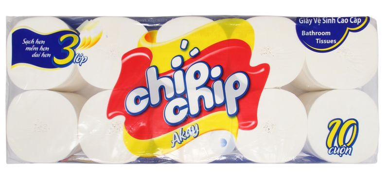 Giấy vệ sinh Chip Chip 10 cuộn màu xanh không lõi 1.5kg