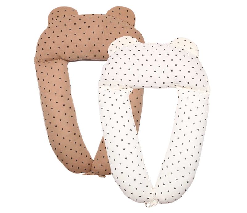Gối chặn chữ U Bibo's xô muslin chấm bi