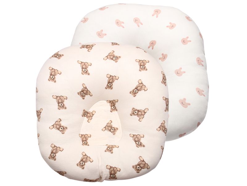 Gối chống trào ngược Bibo's xô muslin gấu be