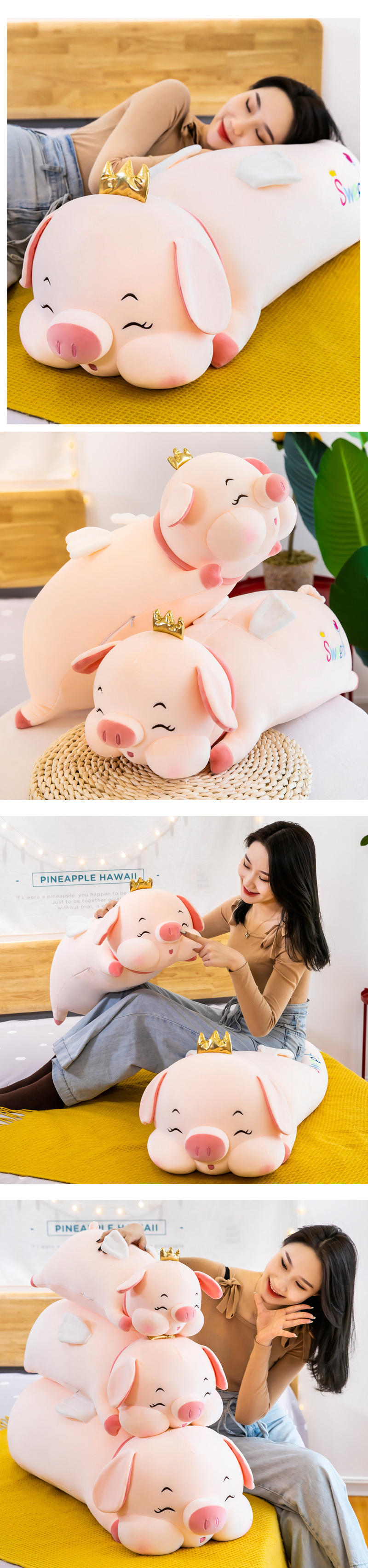 Gối ôm heo hồng nằm