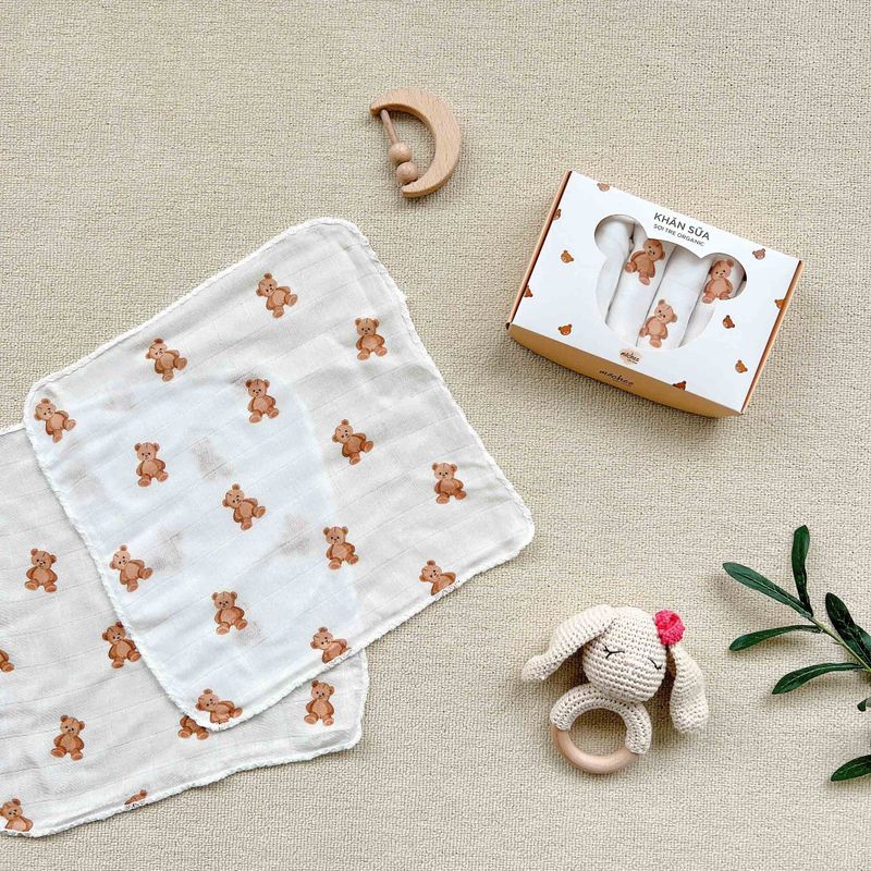 Khăn sữa Mochee xô sợi tre 25x25cm