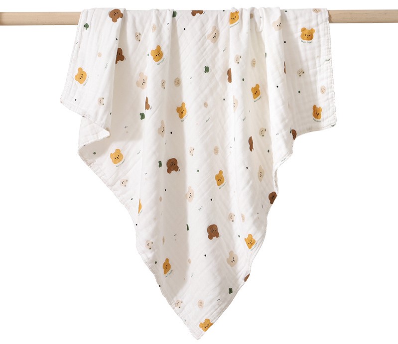 Khăn tắm muslin Bibo's in tràn hình thú 110x110cm