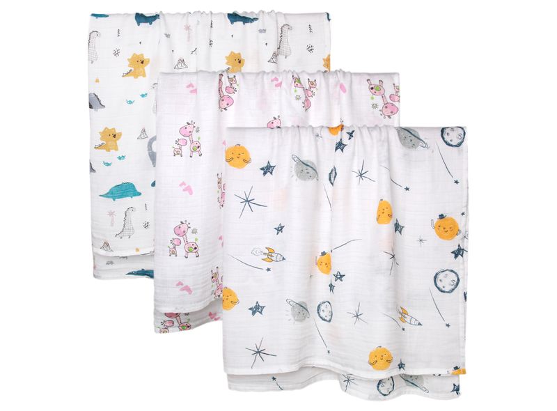 Khăn xô muslin Bibos họa tiết 110x120cm