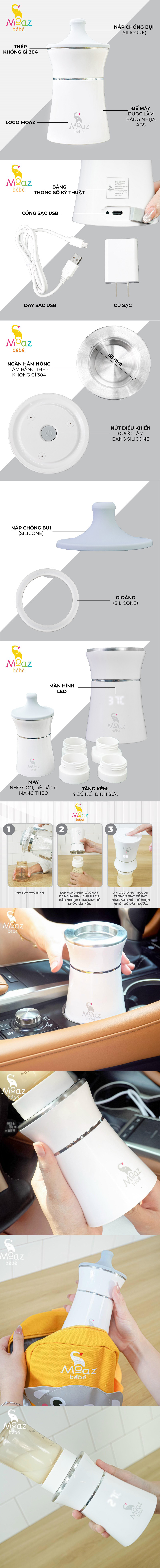 Máy hâm sữa di động không dây Moaz bébé MB041