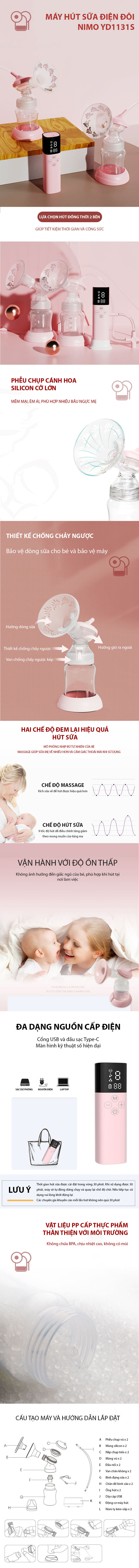 Máy hút sữa bằng điện đôi Nimo YD1131S