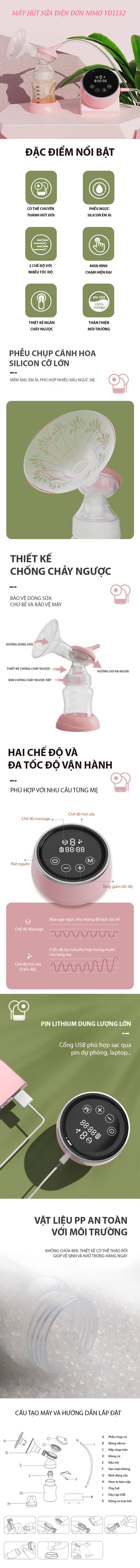 Máy hút sữa điện đơn Nimo YD1132