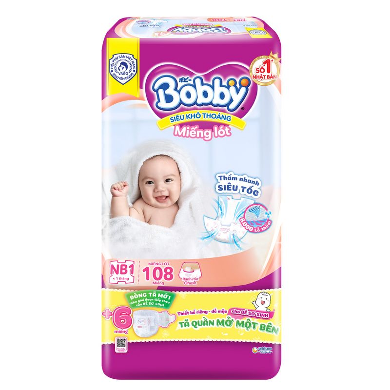 Miếng lót Bobby Newborn 1 108 miếng