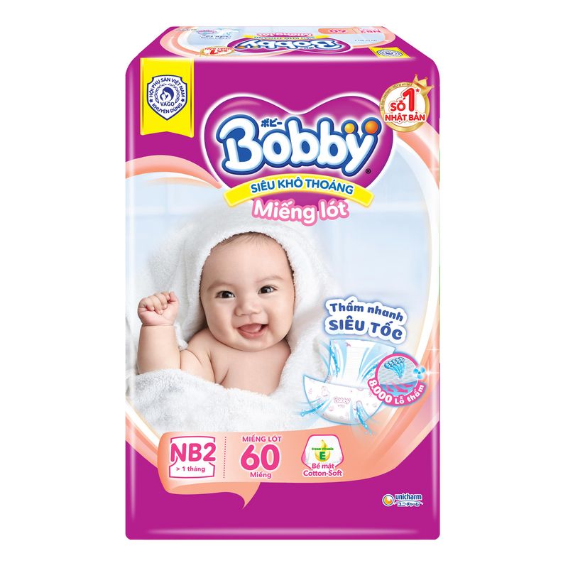 Miếng lót Bobby Newborn 2 với 60 miếng