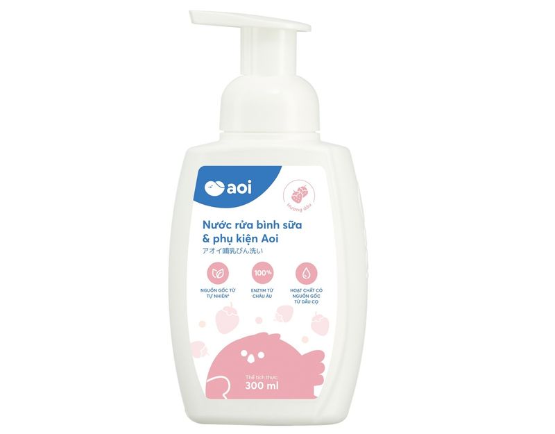 Nước rửa bình sữa và phụ kiện Aoi 500ml-hương dâu