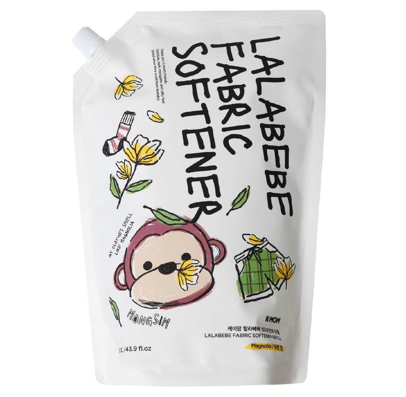Nước xả vải thuần chay Lalabebe K-mom hương mộc lan túi 1.3L