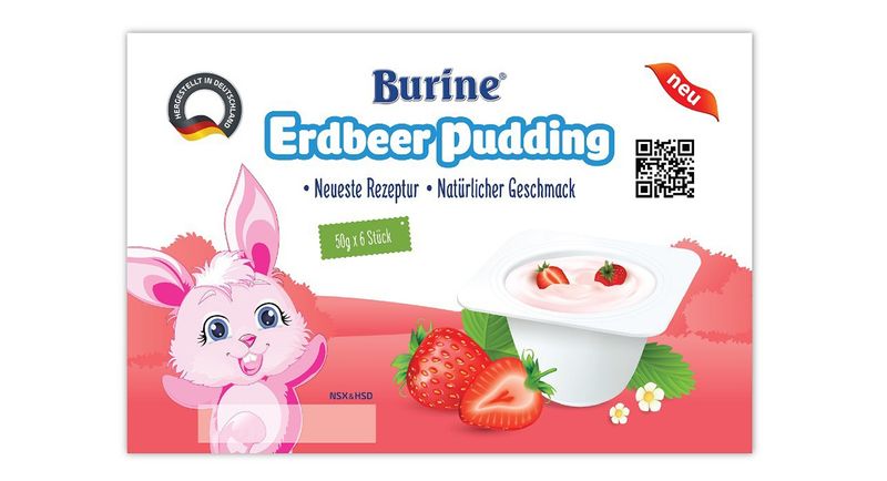 Pudding Burine vị dâu tây (vỉ 6 hũ x 50g)