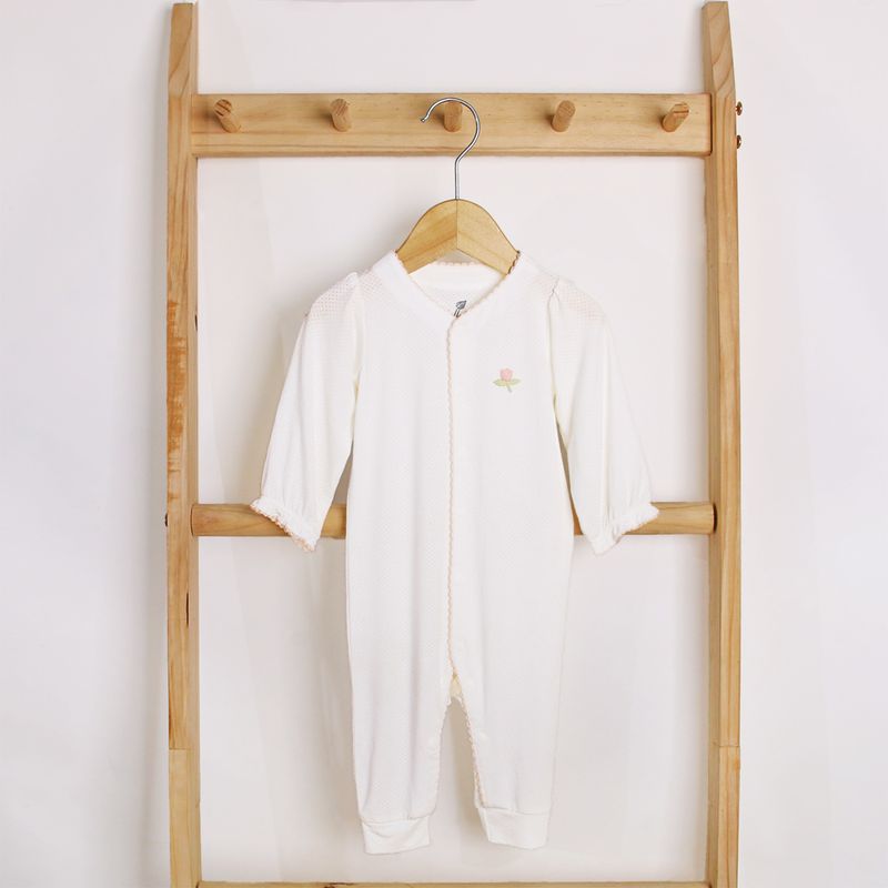 Romper bé gái cài giữa Lullaby NH334N màu trắng