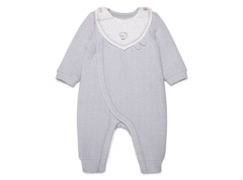 Romper cài lệch Bibo's mix yếm H100452 màu ghi