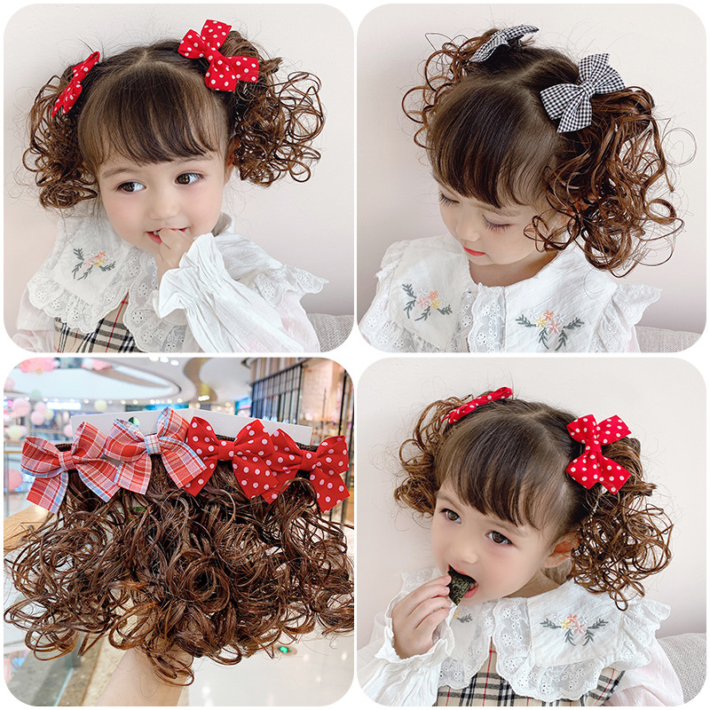 set 2 kẹp tóc giả xoăn hình nơ