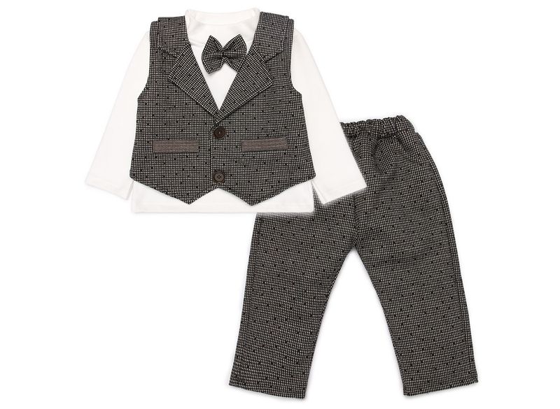 Set vest gile bé trai cổ lọ 3 chi tiết