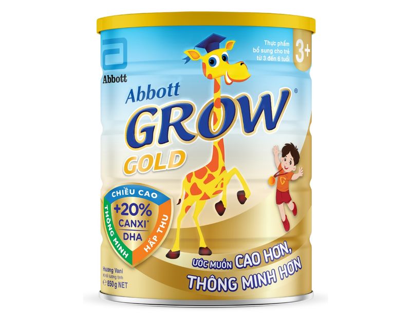 Sữa Abbott Grow Gold 3+ 850g hương vani (3-6Y)