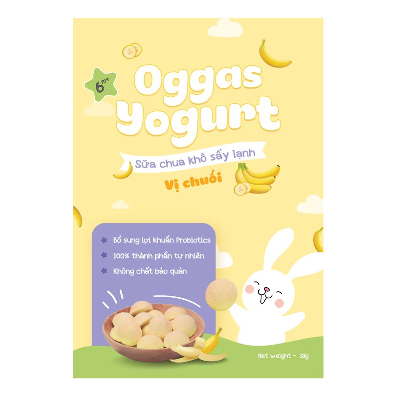 Sữa chua khô sấy lạnh Oggas Yogurt vị chuối 18g 