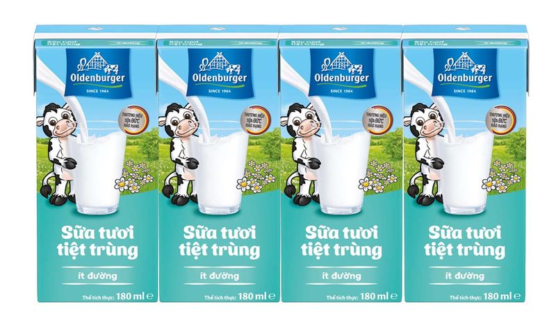 Sữa tươi tiệt trùng Oldenburger ít đường 4x180ml